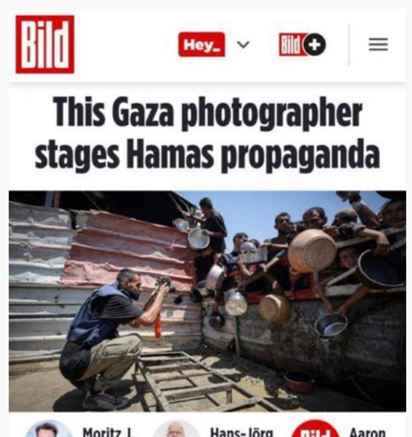 שער עיתון הבילד הגרמני - הצלם אנאס זאייד פתיחא מביים סצנות