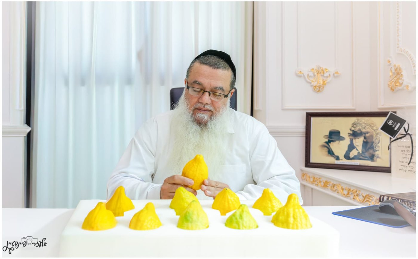 הגאון רבי יגאל כהן בבדיקת אתרוגים