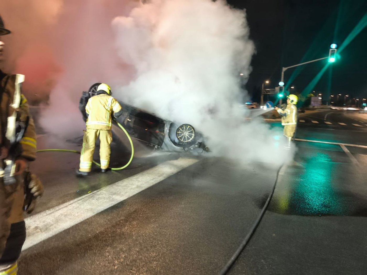 זירת התהפכות הרכב