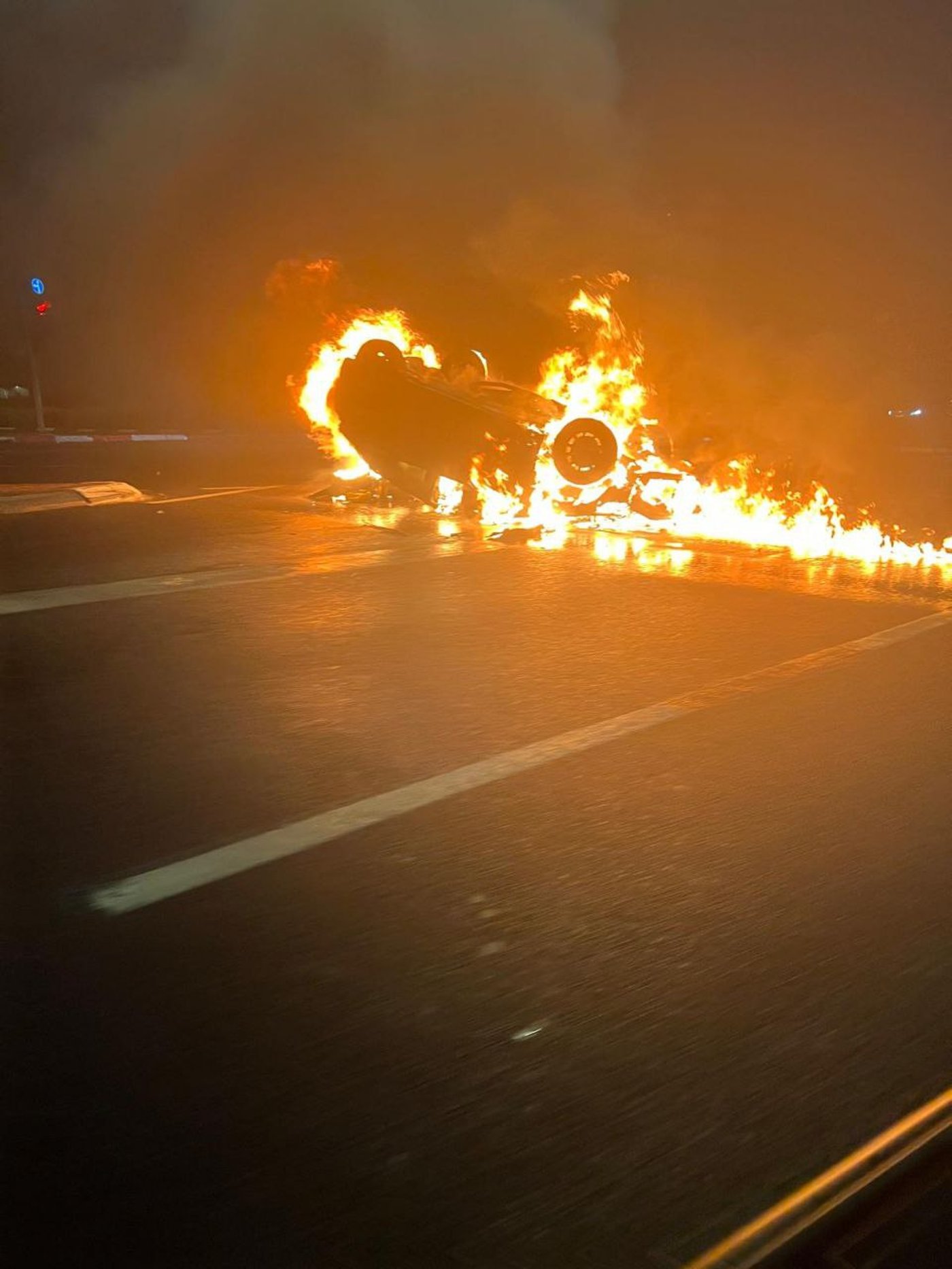 זירת התהפכות הרכב