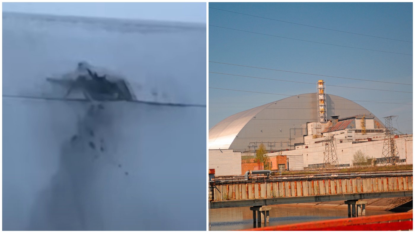 קשת ההגנה מעל הכור בצ'רנוביל - הקשת לאחר הפגיעה הרוסית