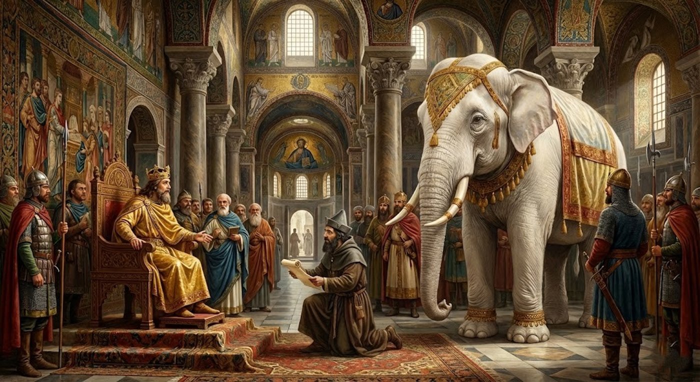 קרל הגדול מקבל את הפיל ע"י השליח יצחק היהודי 