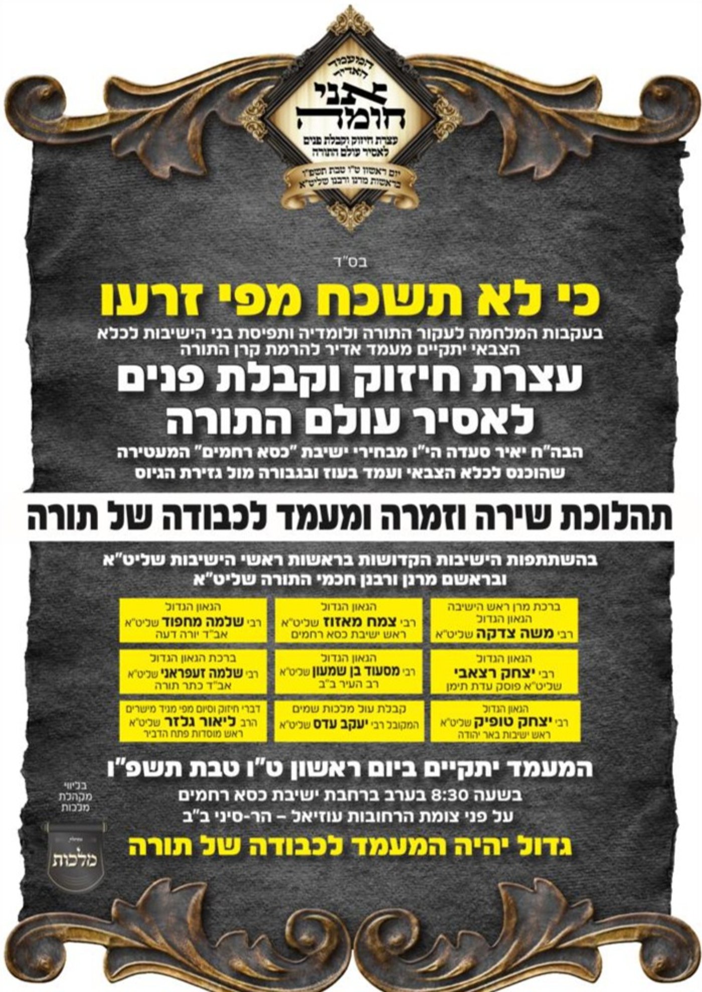 שחרור בני הישיבות; כך יקדמו תושבי בני ברק בראשות מאורי הדור את אסירי עולם התורה