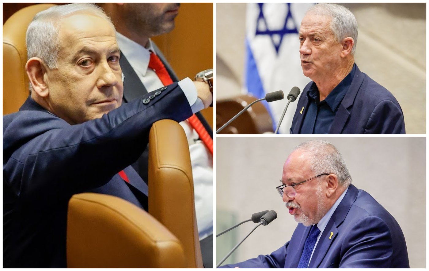 נתניהו, גנץ ויברמן היום במליאה