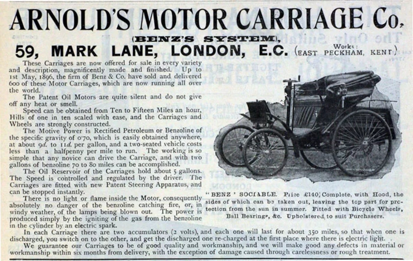 מודעה בעיתון המבשרת על רכבי החברה