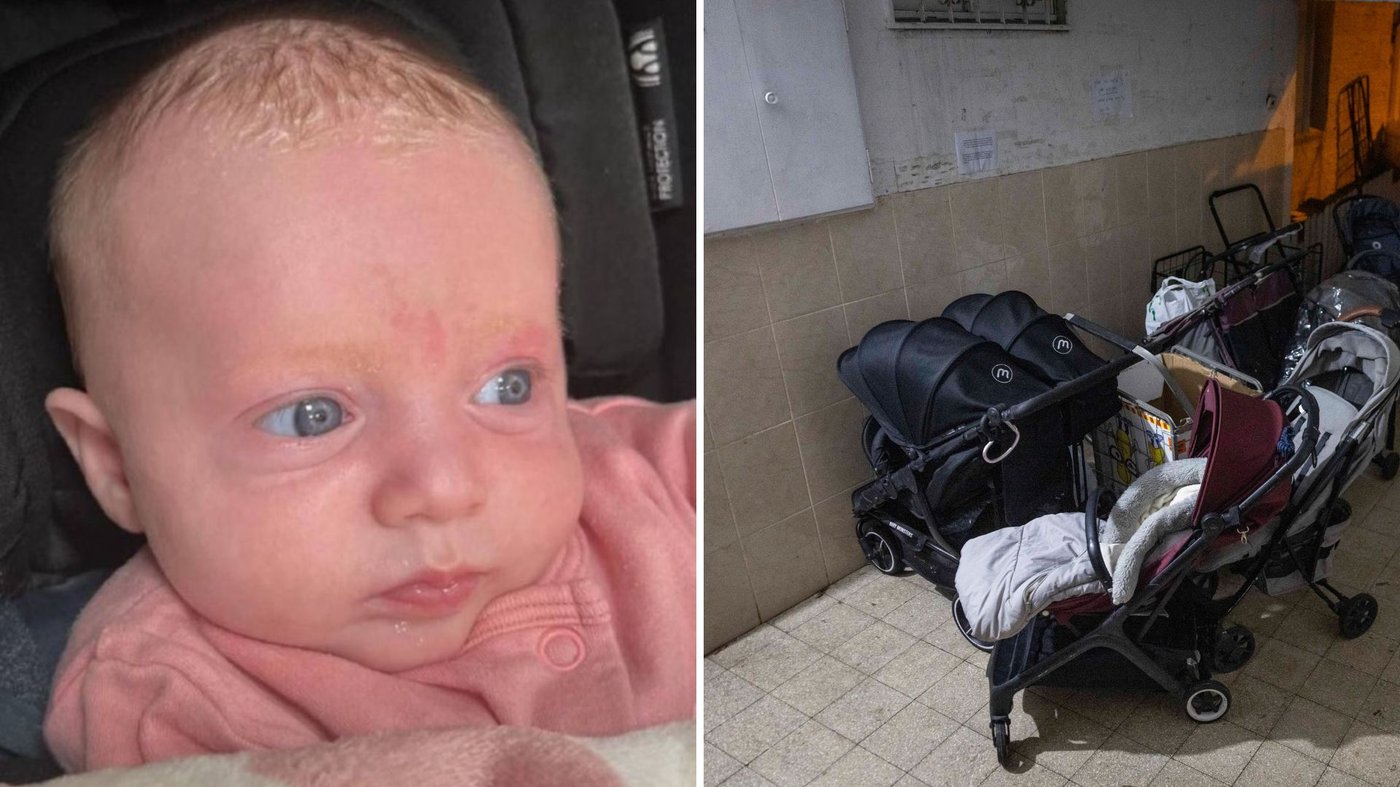 משמאל התינוקת ליה, מימין הבניין בו אירעה הטרגדיה