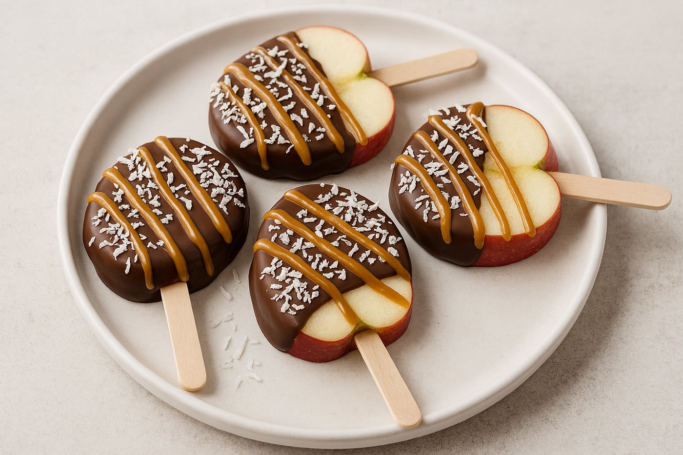 תפוחים קראנצ'יים בציפוי שוקולד מתפצפץ וקרמל נמס