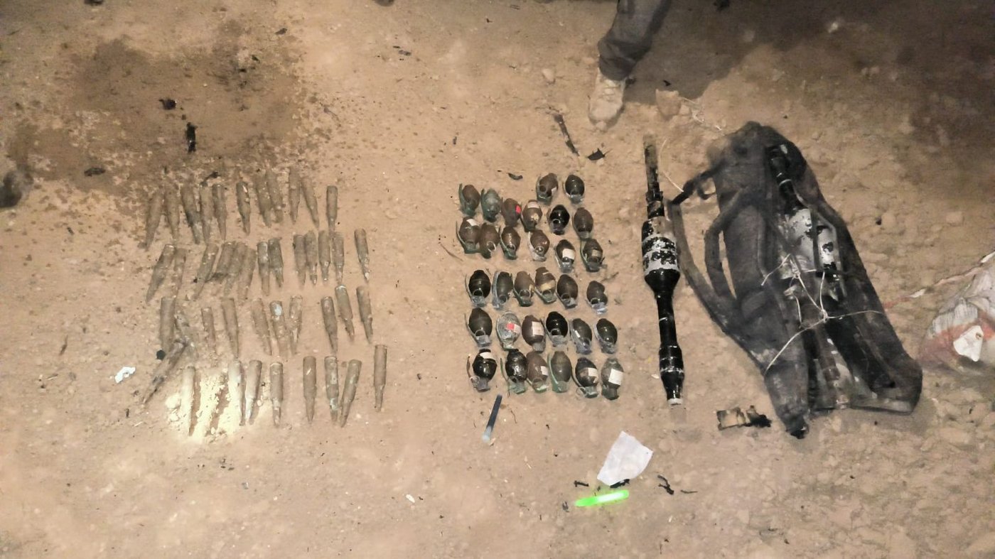 אמצעי לחימה שאותרו בתוך התוואי התת-קרקעי שהושמד במרחב חאן יונס