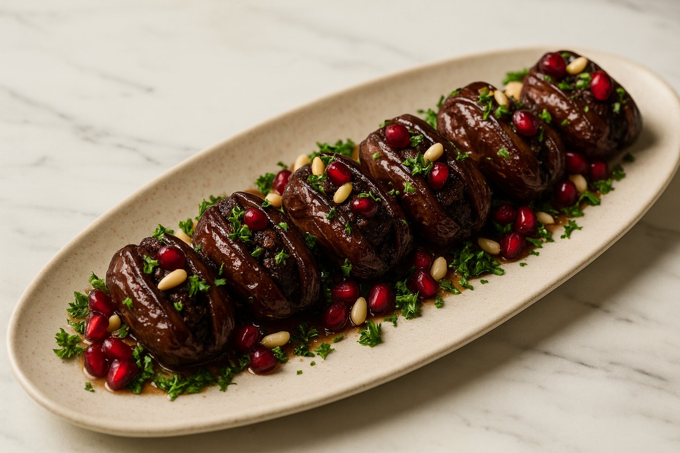 חגיגת בשרים: תמרים ממולאים בבשר וצנוברים