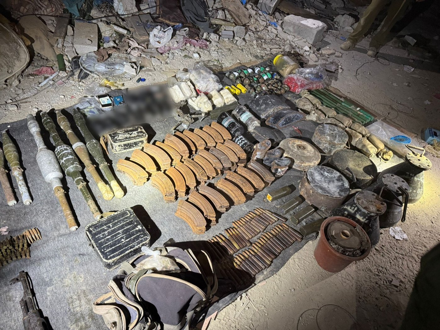 מצבור אמצעי לחימה שאותרו בתוואי תת-קרקעי במרחב בית חאנון