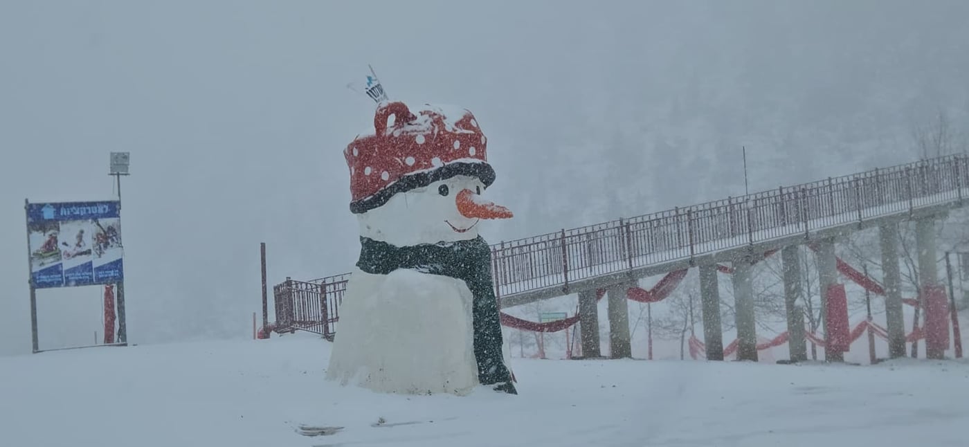 בוקר לבן על הר החרמון: כ-5 ס״מ של שלג נערמו במהלך הלילה