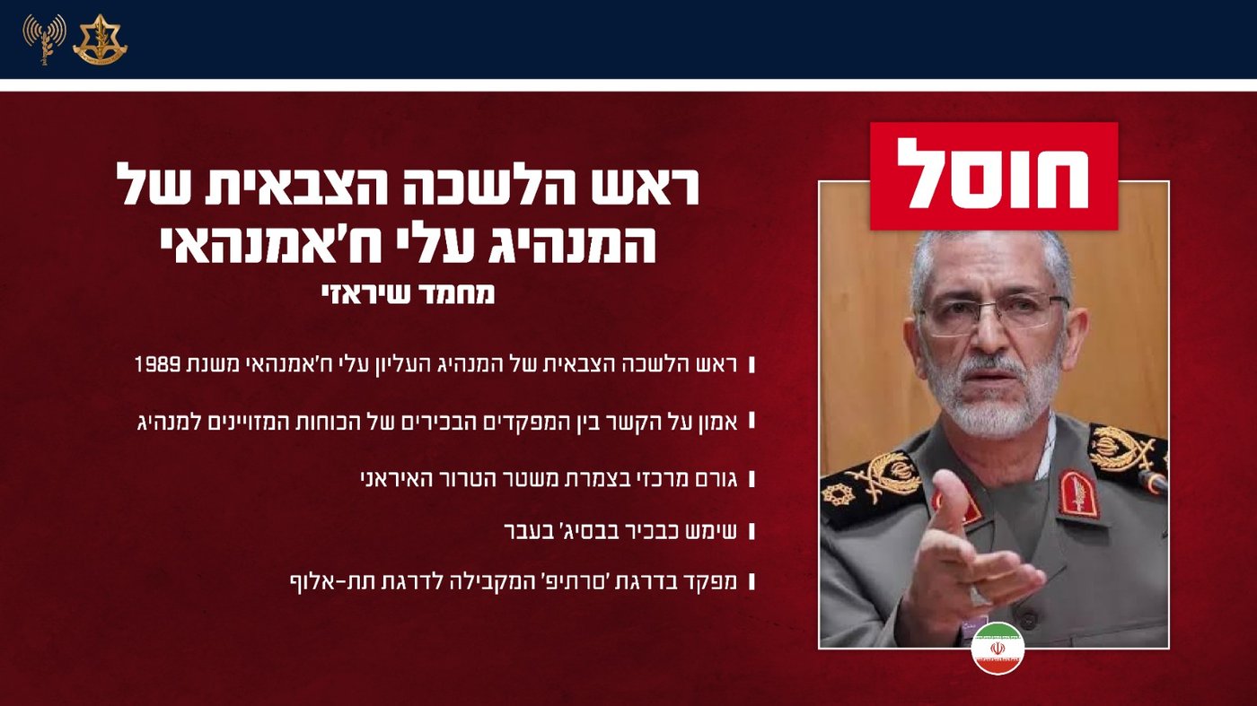 דובר צה"ל: חיסלנו את בכירי משטר הטרור האיראני | הרשימה המלאה