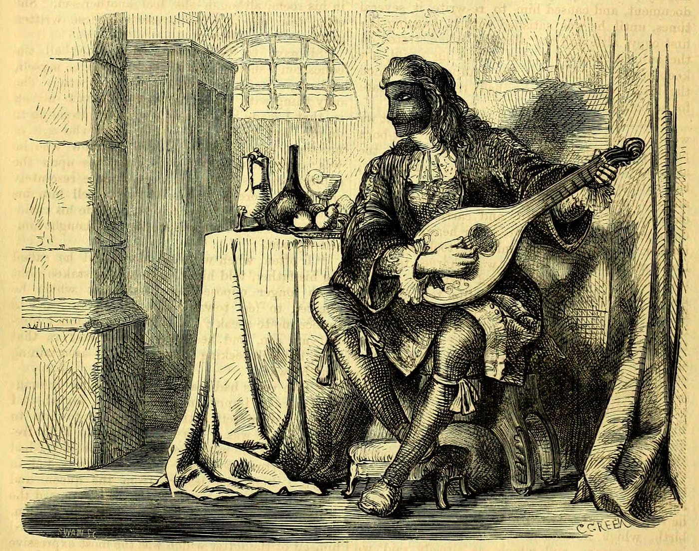 איור של האסיר במסכת הברזל בעיתון Once a Week בשנת 1860.