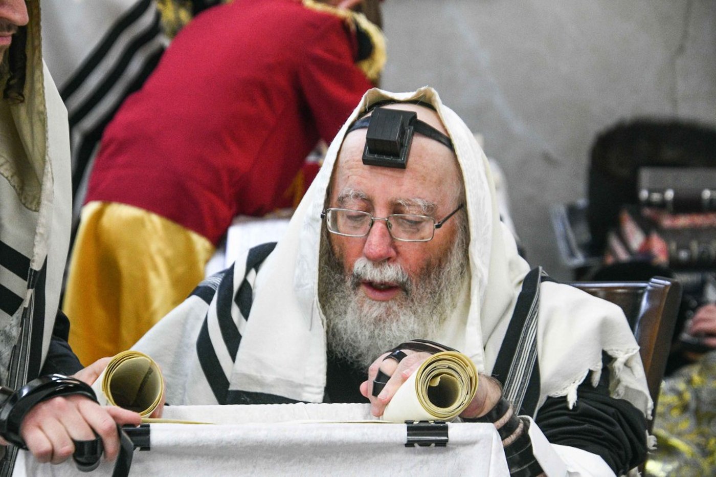 הגאון רבי חיים וייס בקריאת המגילה