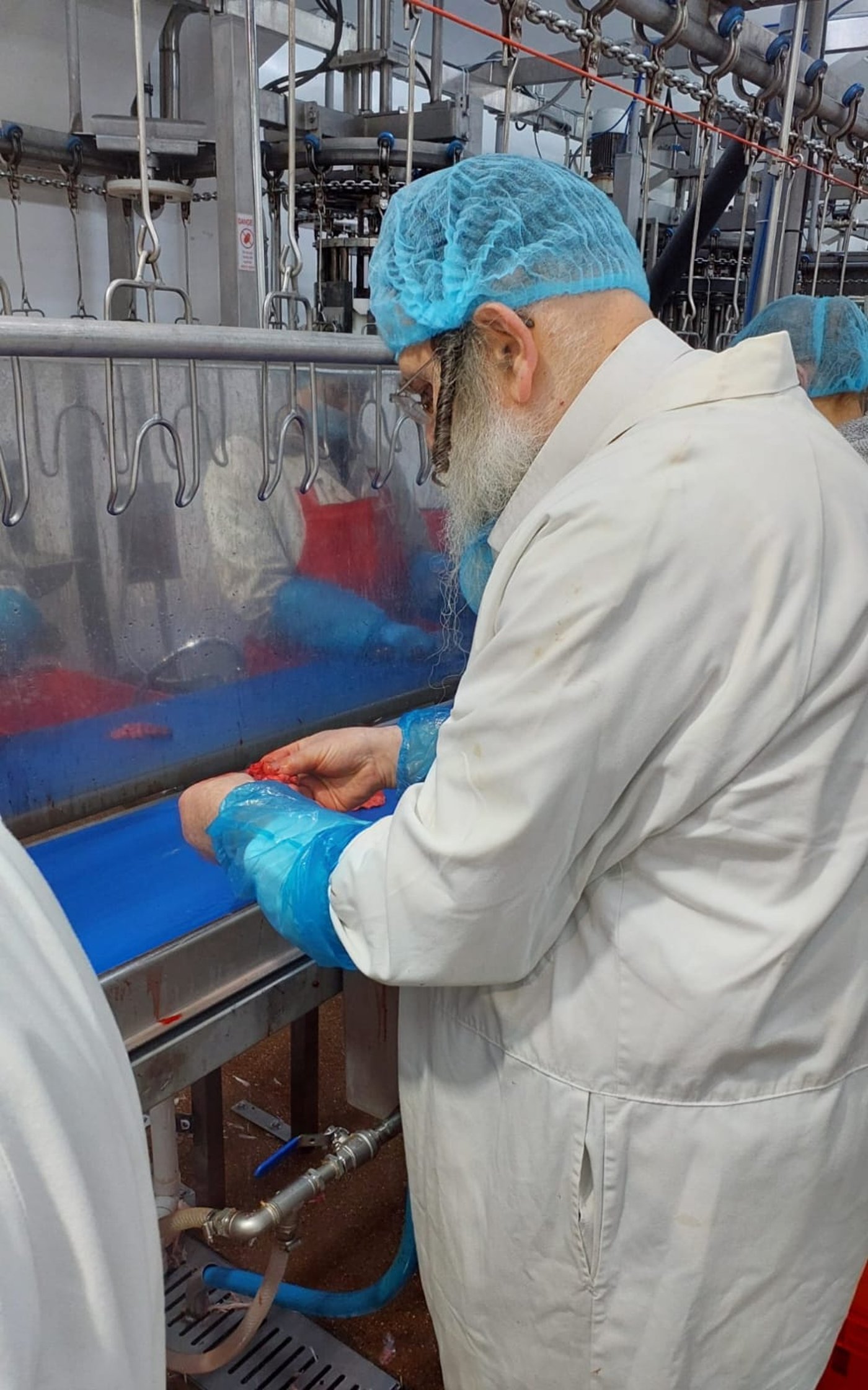 הגה"צ גאב"ד אנטווערפן בביקור בבית השחיטה