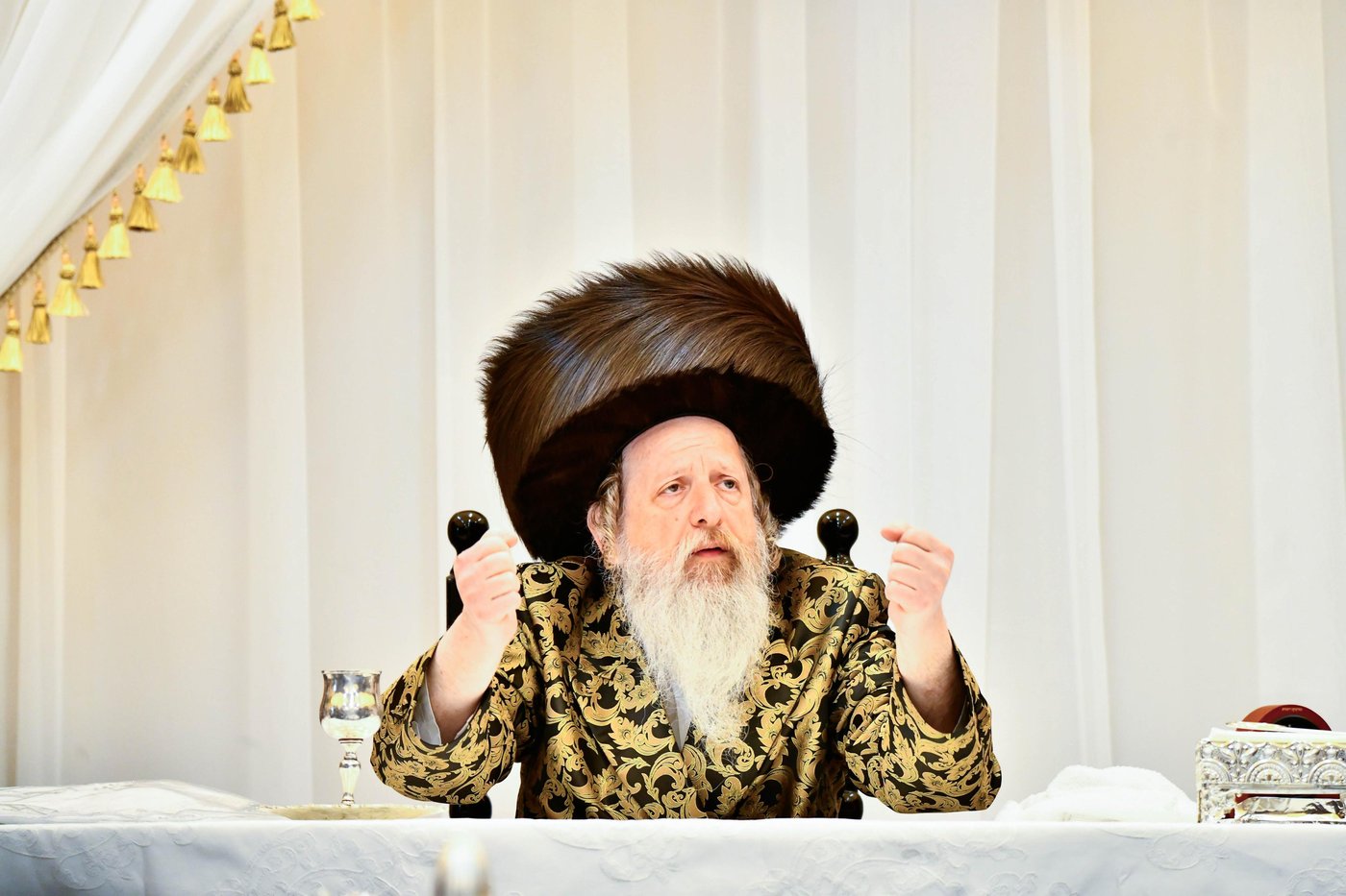 האדמו"ר מדז'יקוב ויז'ניץ בטיש חול המועד פסח