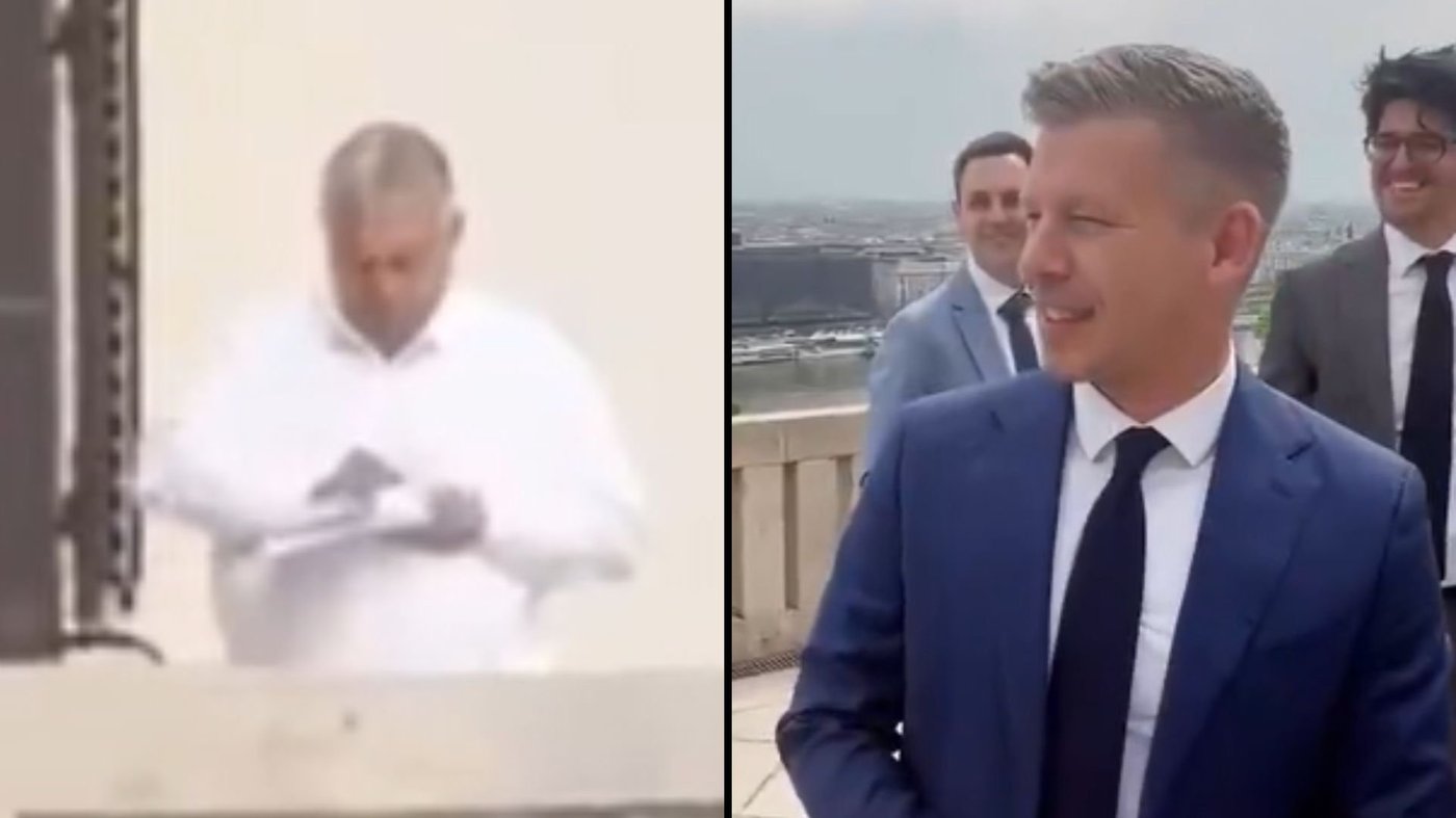 הרגע המביך: מדיאר ניפנף לאורבן במרפסת הארמון - והוא לא שם לב