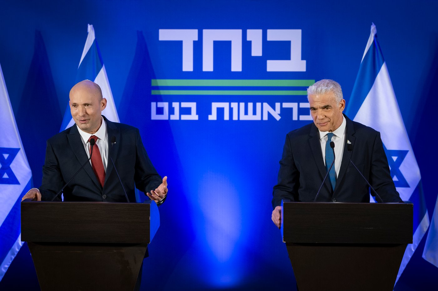 בנט ולפיד בהצהרה לתקשורת הערב 