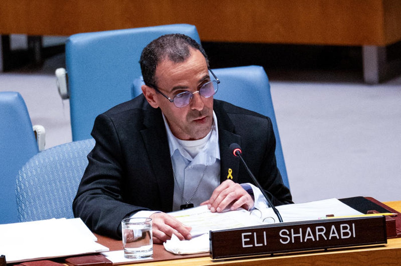 אלי שרעבי, נואם במטה האו"ם בניו יורק