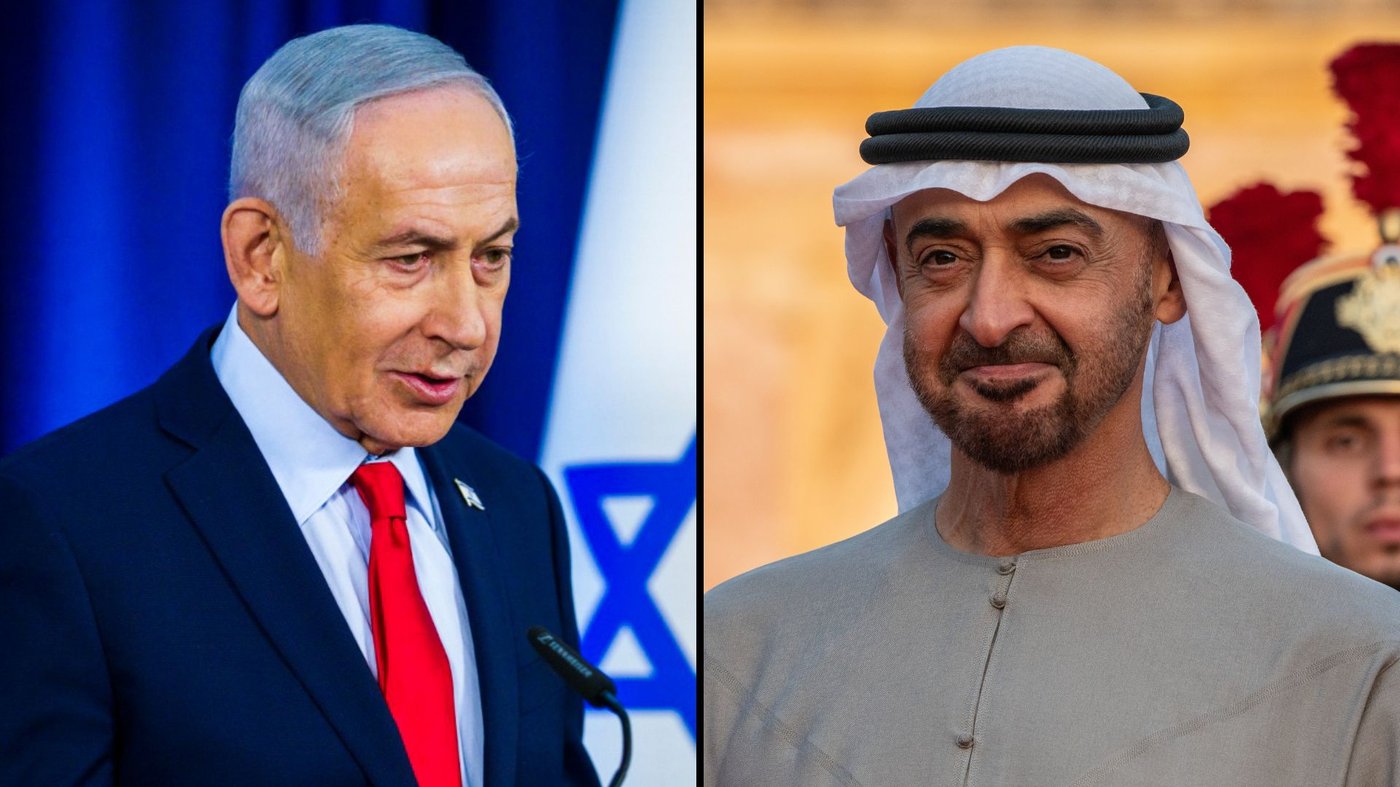 מימין מוחמד בן זאיד, משמאל נתניהו