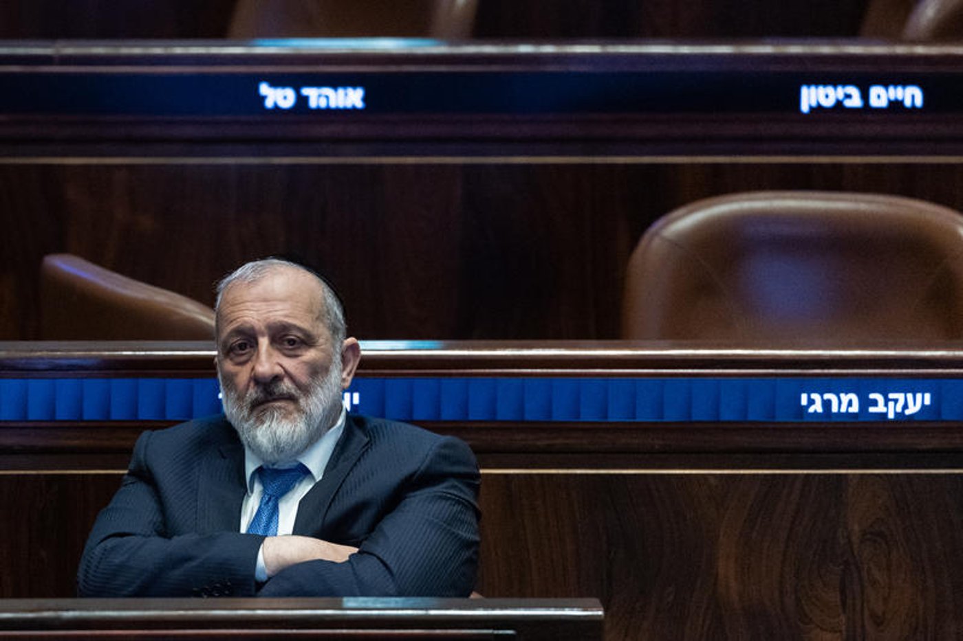 יו"ר ש"ס אריה דרעי במהלך ההצבעה