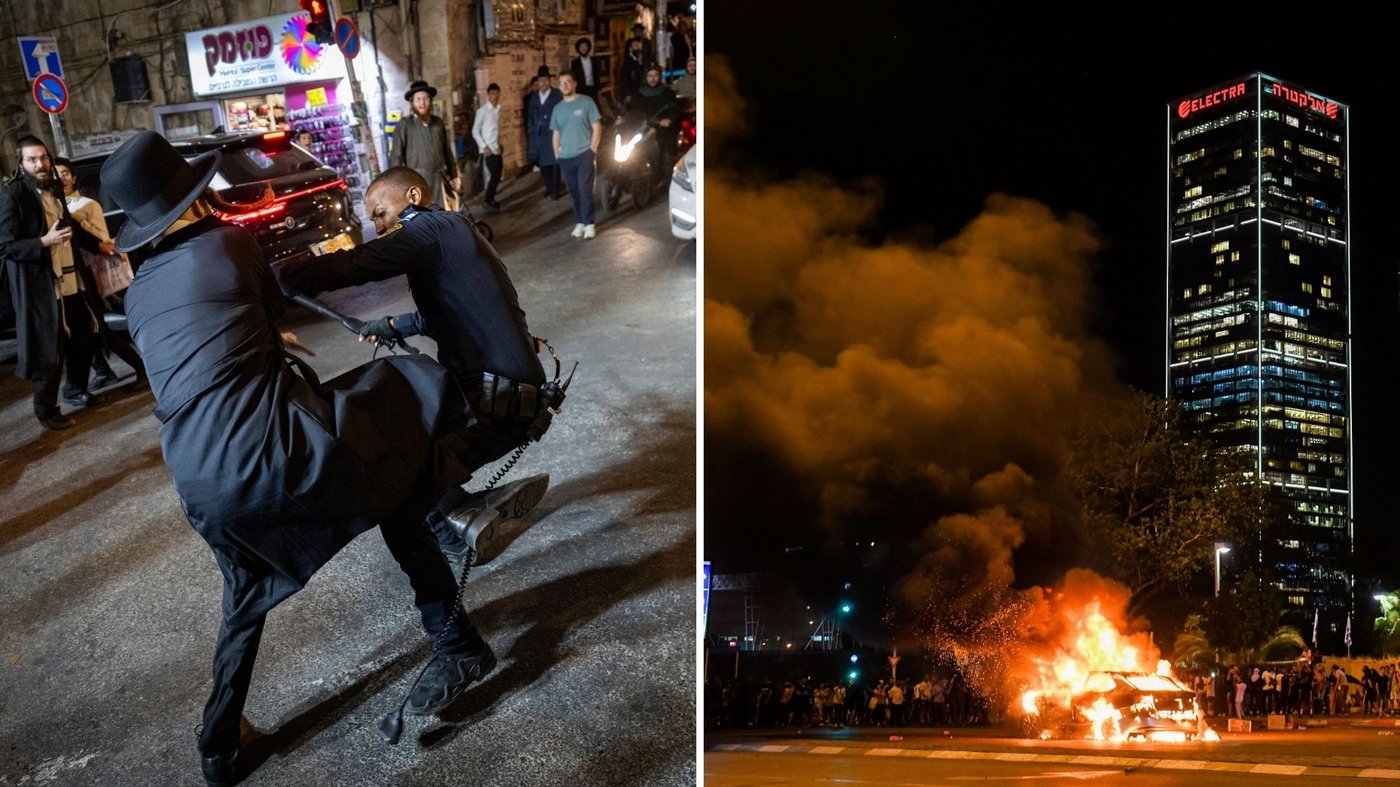 מימין: הפגנות המגזר האתיופי, משמאל: הפגנה חרדית