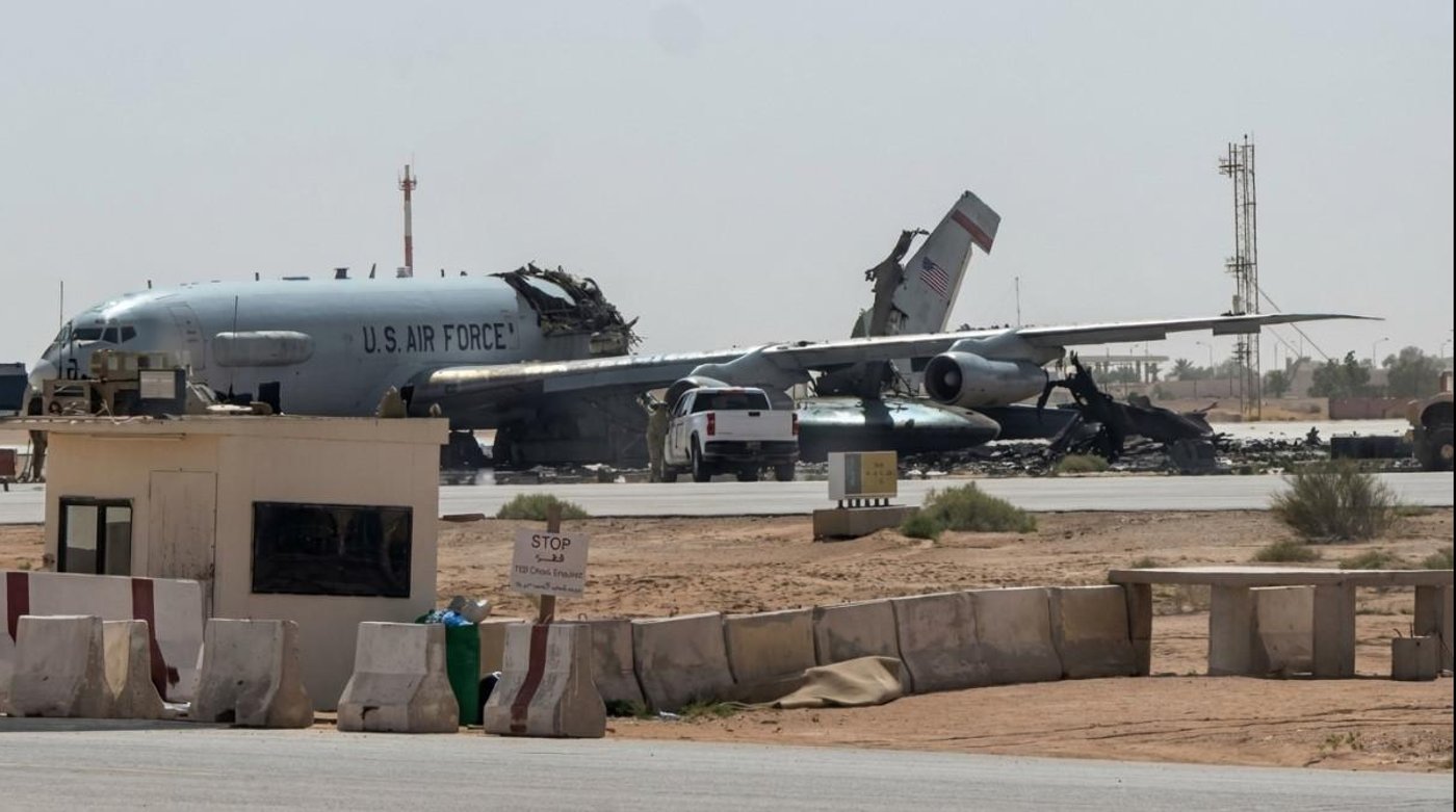 מטוס הבקרה וההתראה האווירית האמריקני מדגם Boeing E-3 Sentry (AWACS) שנפגע בבסיס הנסיך סולטאן בסעודיה לאחר מתקפה איראנית במרץ 2026.