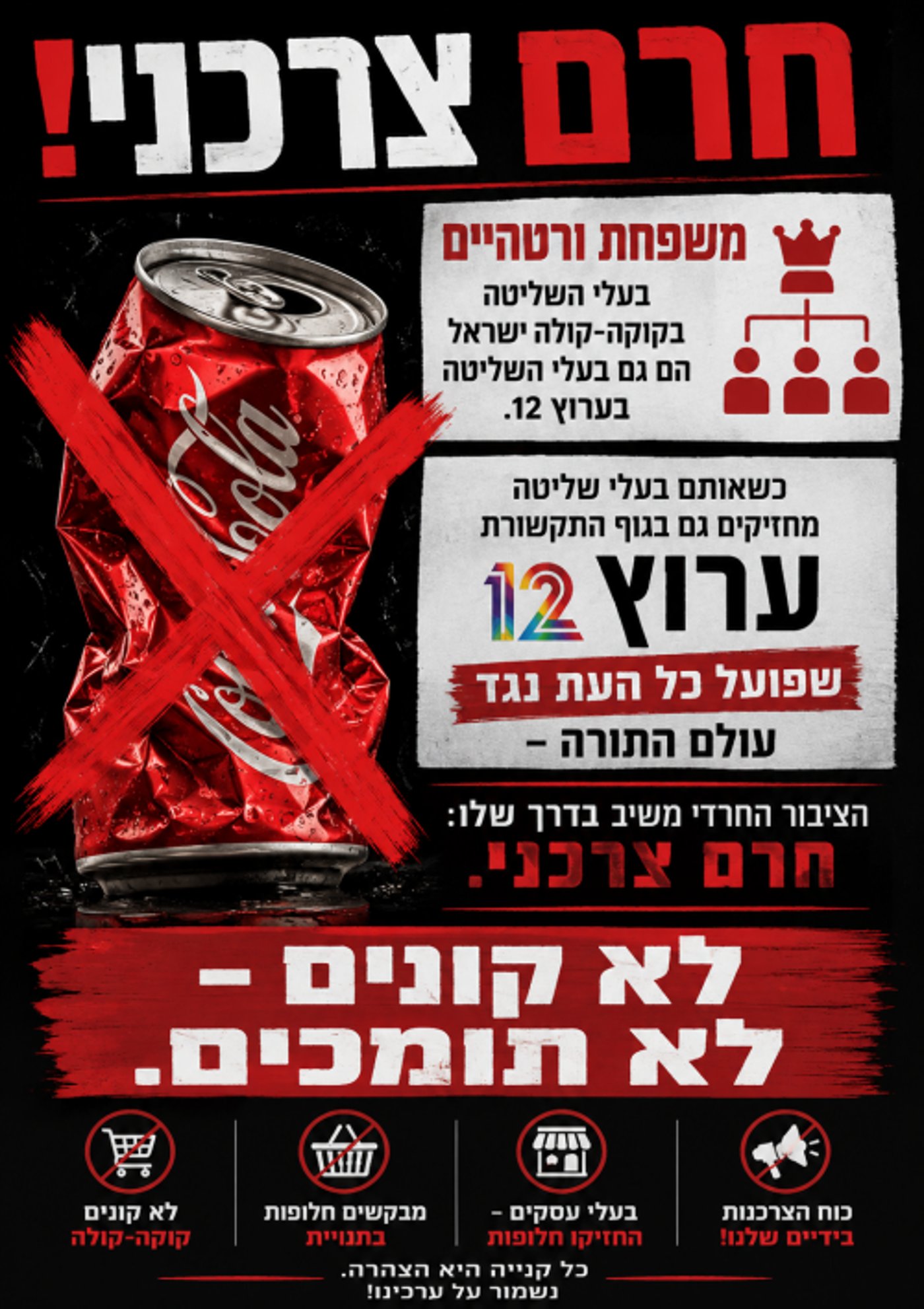 מכתב הסברה שהופץ בקבוצת האימייל החרדיות: "להחרים את קוקה קולה"