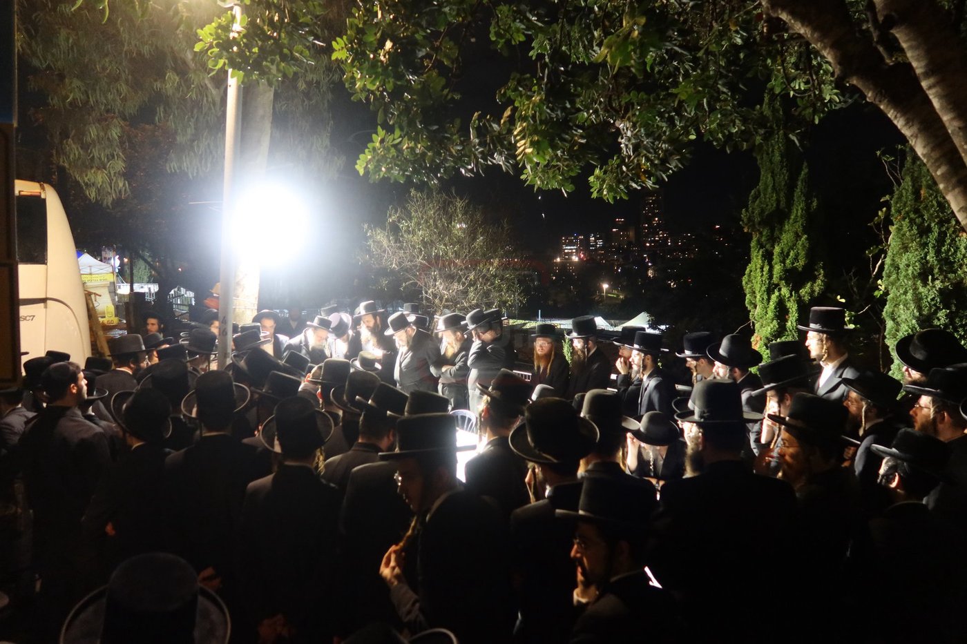 האדמו"ר מזוועהיל בתפילה בציון הק' בבית הקברות שייח באדר