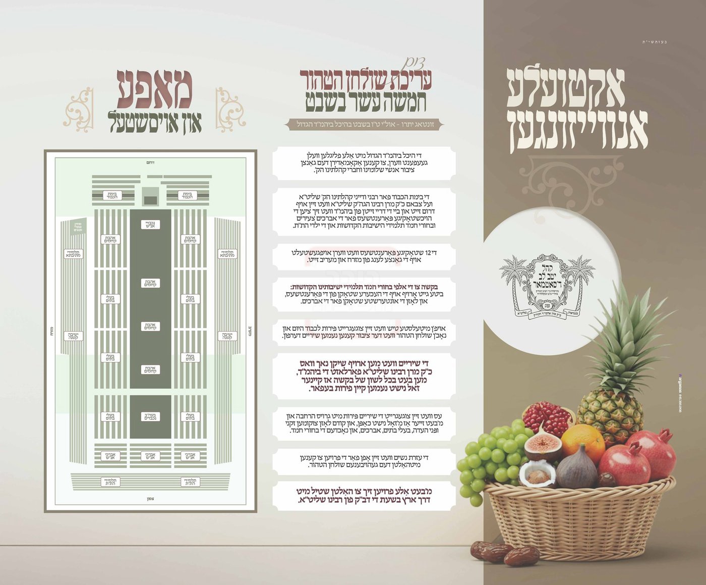 זמני ט"ו בשבט תשפ"ו בחצרות הקודש