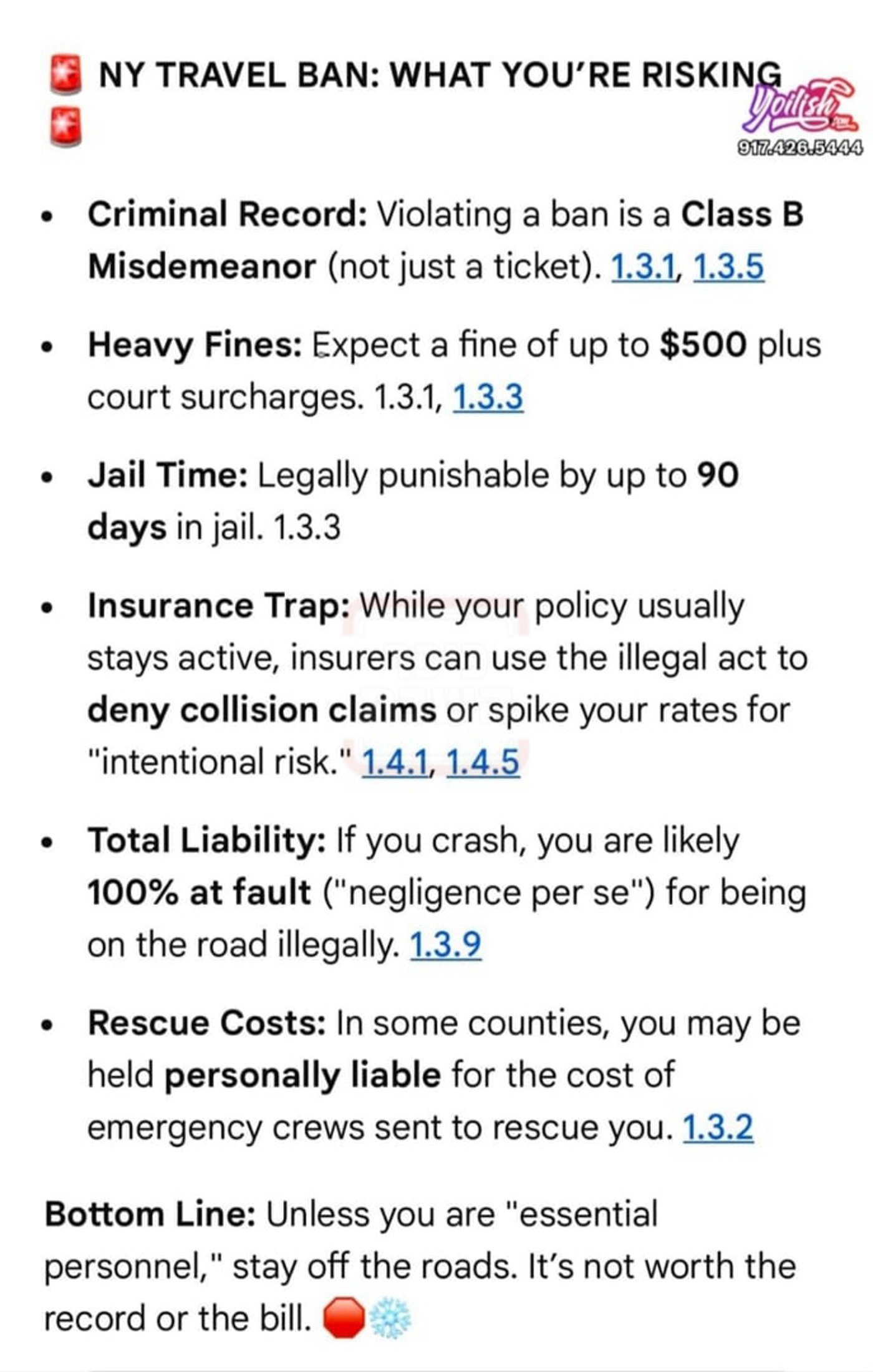 רשימת הקנסות בניו יורק ליום השלג 