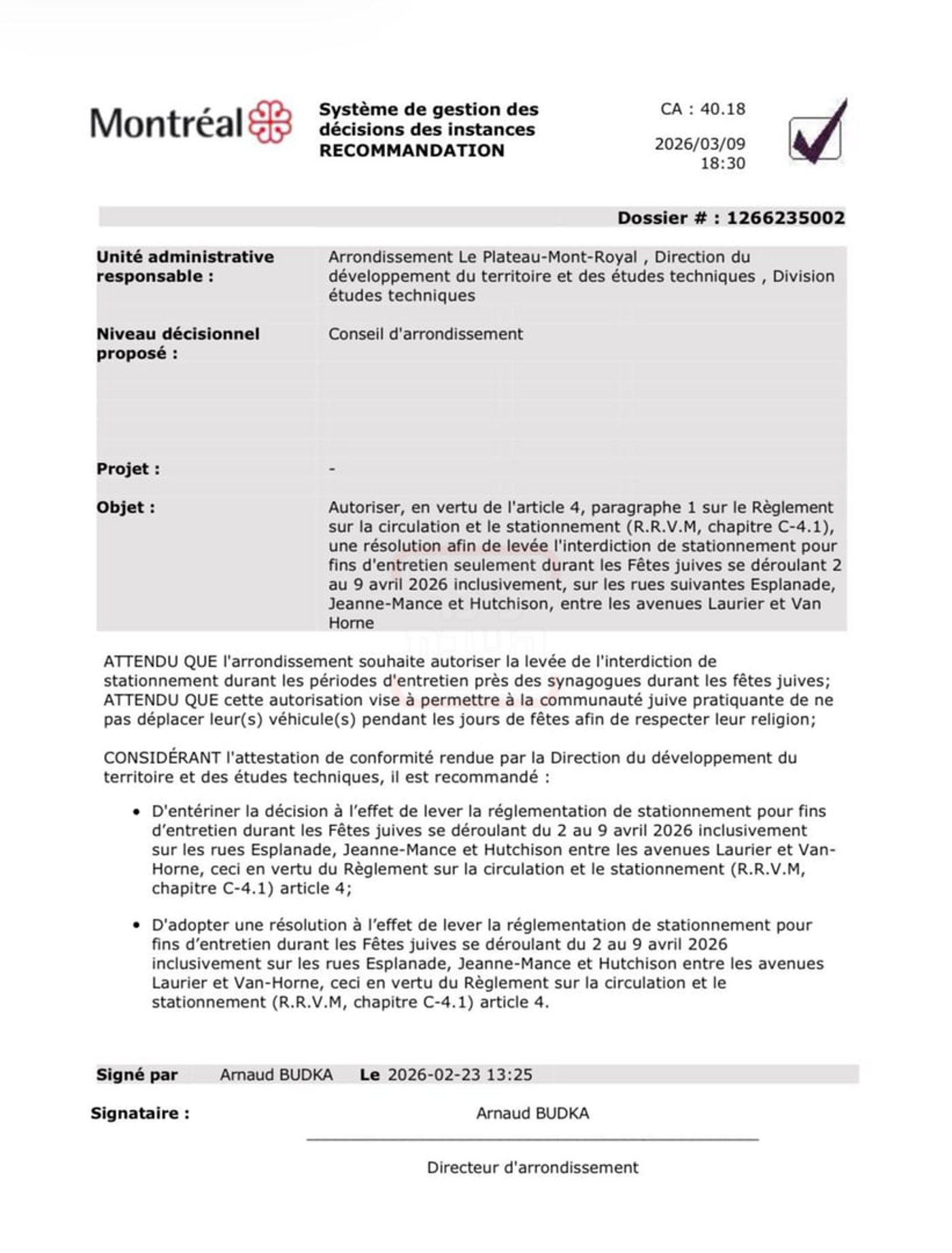 הודעת העירייה על ביטול הקנסות