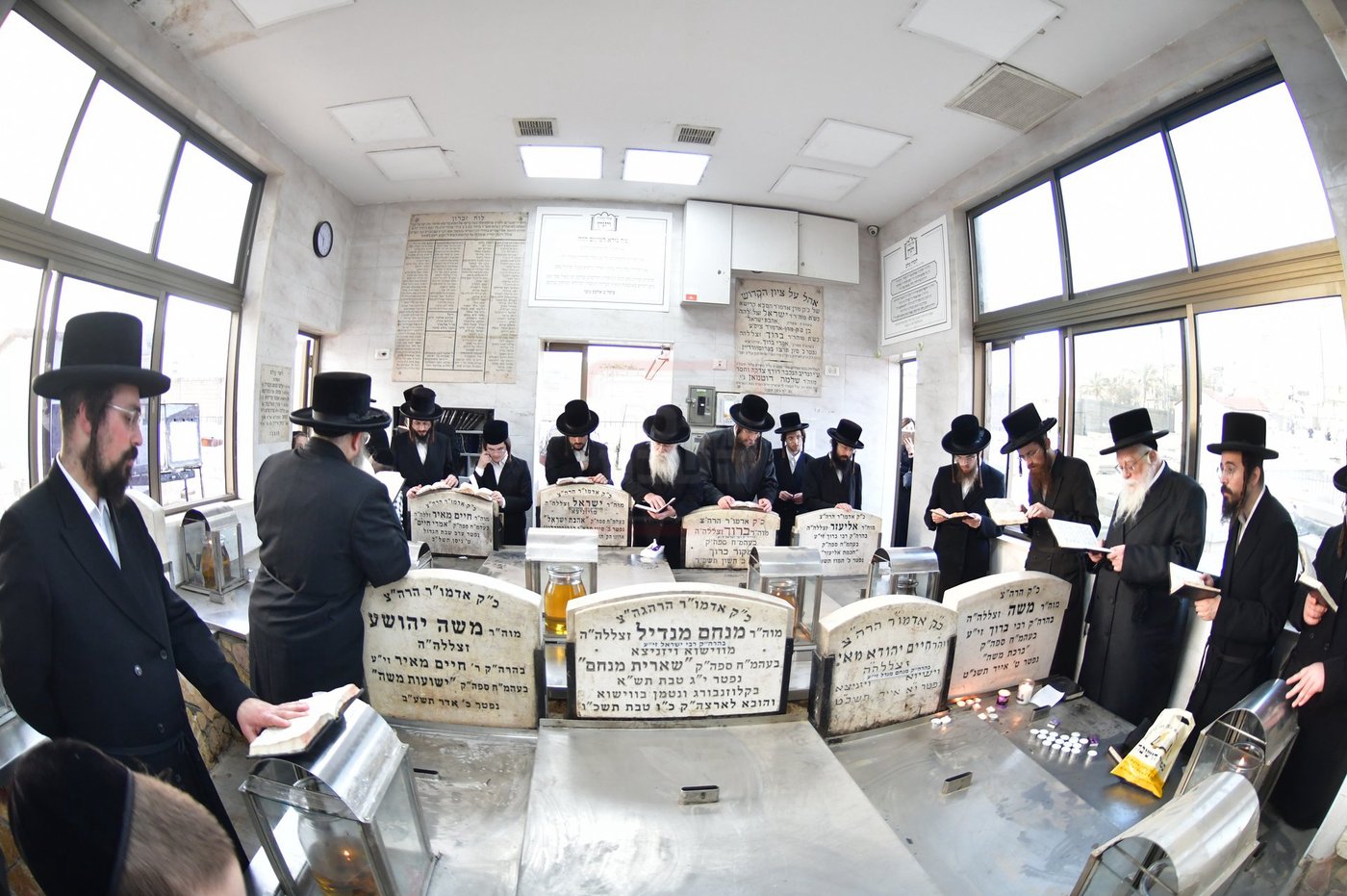 האדמו"ר משאץ ויז'ניץ בתפילה בבית העלמין בבני ברק