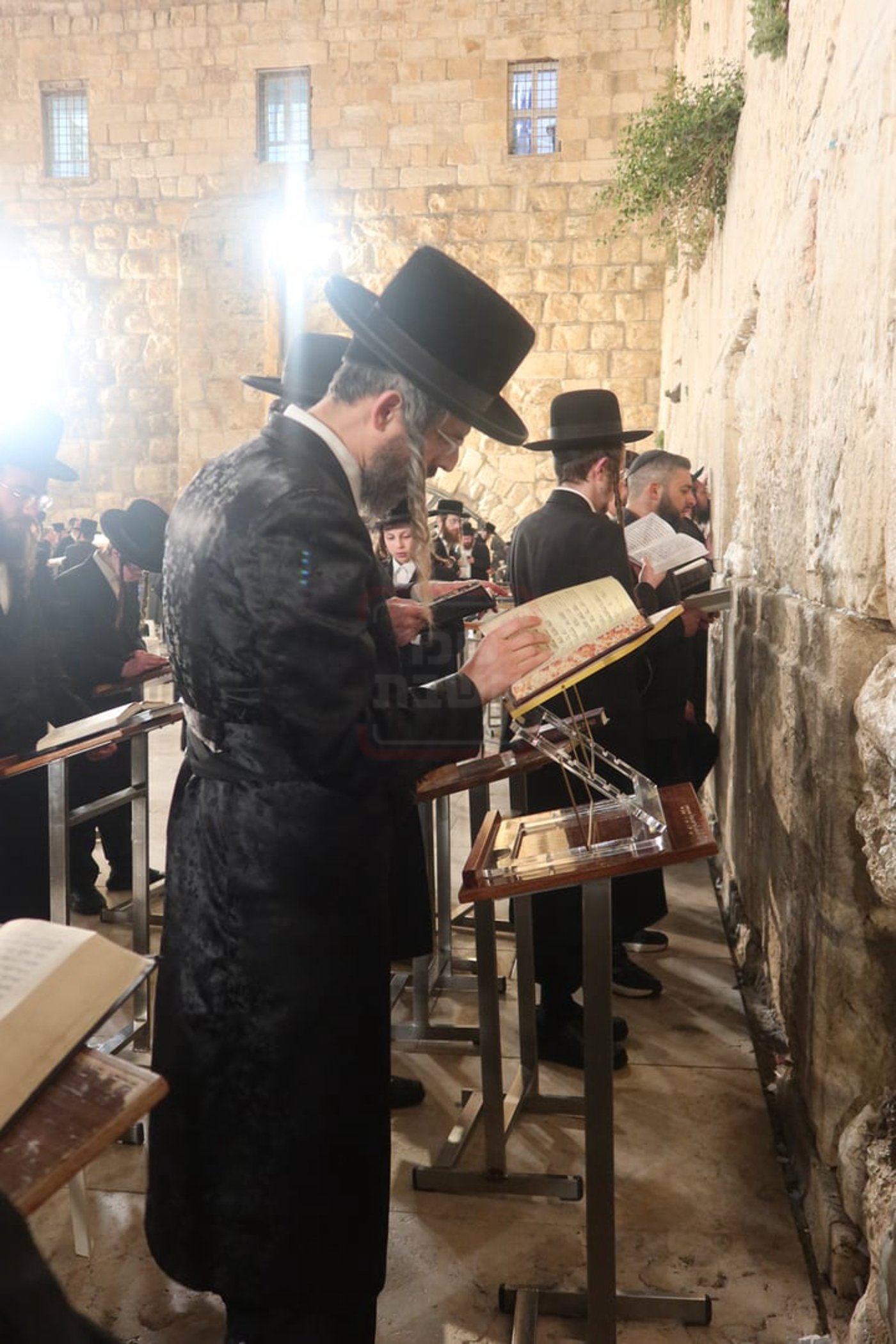 האדמו"ר מזוועהיל בכותל המערבי ערב חג השבועות