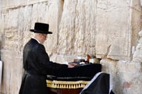 האדמו"ר מסערט ויז'ניץ בתפילה ע"י הכותל המערבי