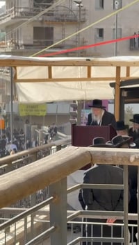 ברוב עם הדרת מלך: האדמו"ר מגור בתפילת מנחה במרפסת עצרת המיליון