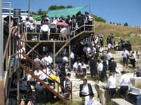 המונים פוקדים את ציון רבי לייב בעל הייסורים זצ"ל