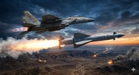 טיל ה"אנקור הכחול" (Blue Sparrow) מתוצרת רפאל עם מטוס ה-F-15I "רעם", רגע אחרי הפרידה המבצעית בשמי איראן המופגזים