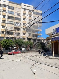 מבנה שהותקף בדאחיה בביירות