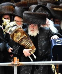האדמו"ר מויז'ניץ בהכנסת ספר תורה