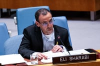 אלי שרעבי, נואם במטה האו"ם בניו יורק