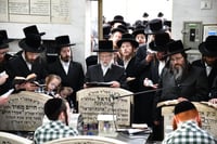 האדמו"ר מסערט ויז'ניץ בתפילה בבית העלמין בב"ב