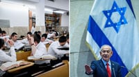 מימין: נתניהו, משמאל: עולם התורה