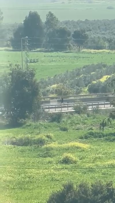 אוחז בנשק ארוך ומבצע ירי בכביש: תיעוד דרמטי מזירת הפיגוע בסמוך ליקנעם | צפו