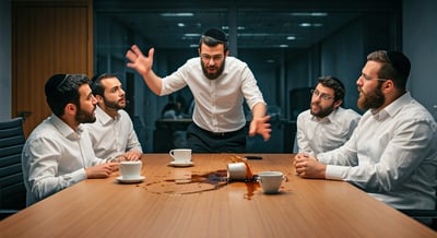 המנהל מתפרץ על העובד באמצע ישיבת צוות