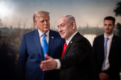 נתניהו וטראמפ בביקורו המדיני של נתניהו בארה"ב