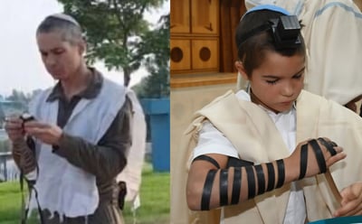 מרגש: הילד המתוק הניח תפילין במקום שאביו הקדוש הציל חיים כרופא