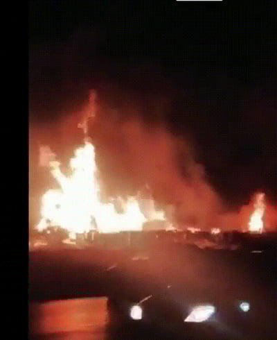 פיצוצים עזים במתקן גז נוזלי באיראן - צפו בלהבות הענק