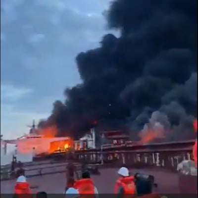 תיעוד מבטן מכלית הצללים: הרגעים שאחרי פגיעת הכטב"מים האוקראינים בצי הרוסי