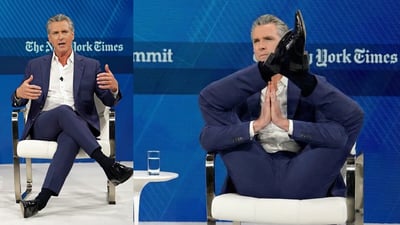 משמאל - התמונה של מושל קליפורניה, גאווין ניוסם ששברה את הרשת - מימין התמונה שפרסם